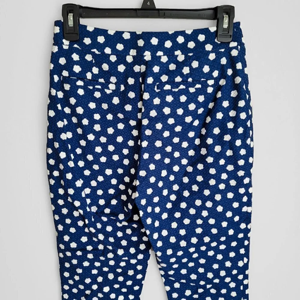 NWT Kate Spade Blue Jacquard Cloud Polka Dot High Waisted Cropped Pants